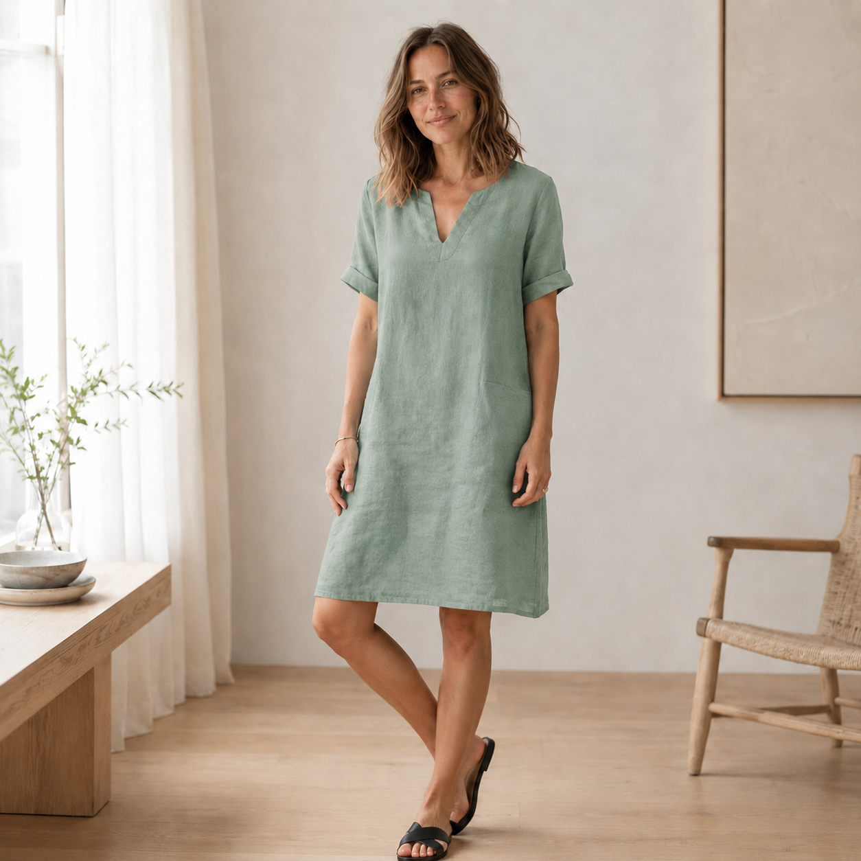 Zomerjurk Nora – Luchtig-licht in linnen-look