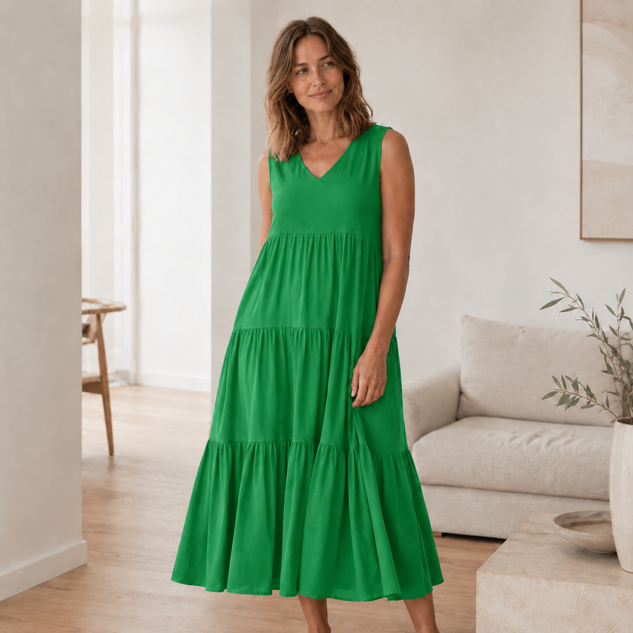 Maxi-jurk Smilla – Vloeiend met volant-lagen