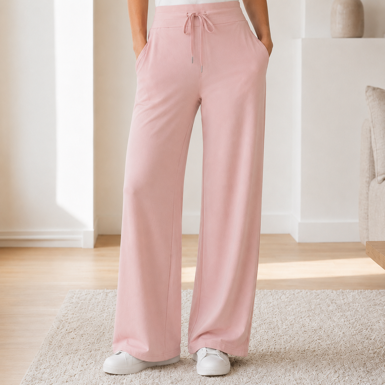 Wide-leg broek Kira – High waist in ijszijde-look