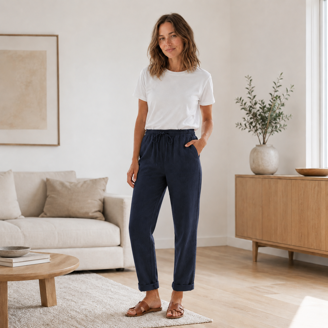 Zomerbroek Hanna – Rechte pijp met koord