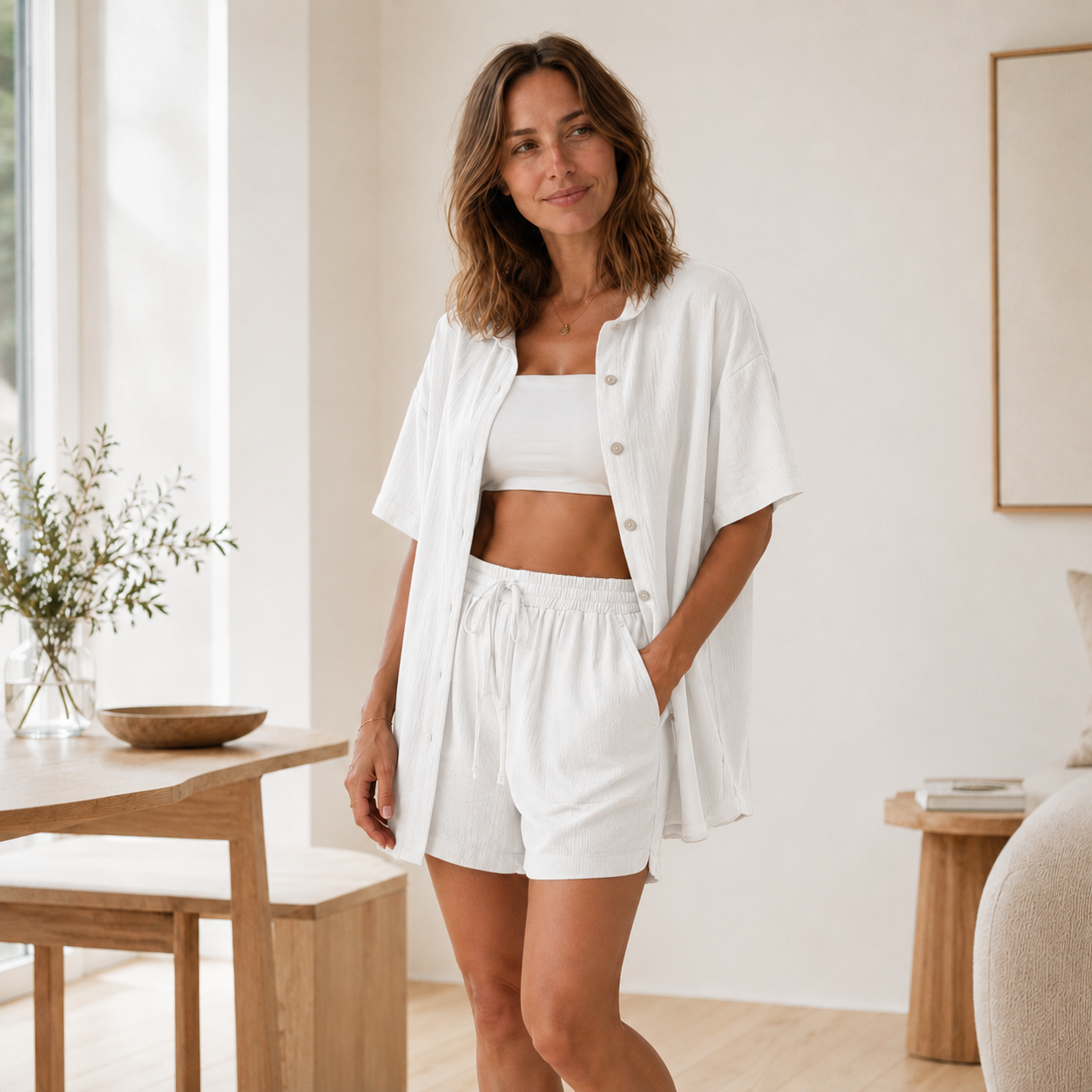 Loungewear-set Nea – Oversized hemd & short