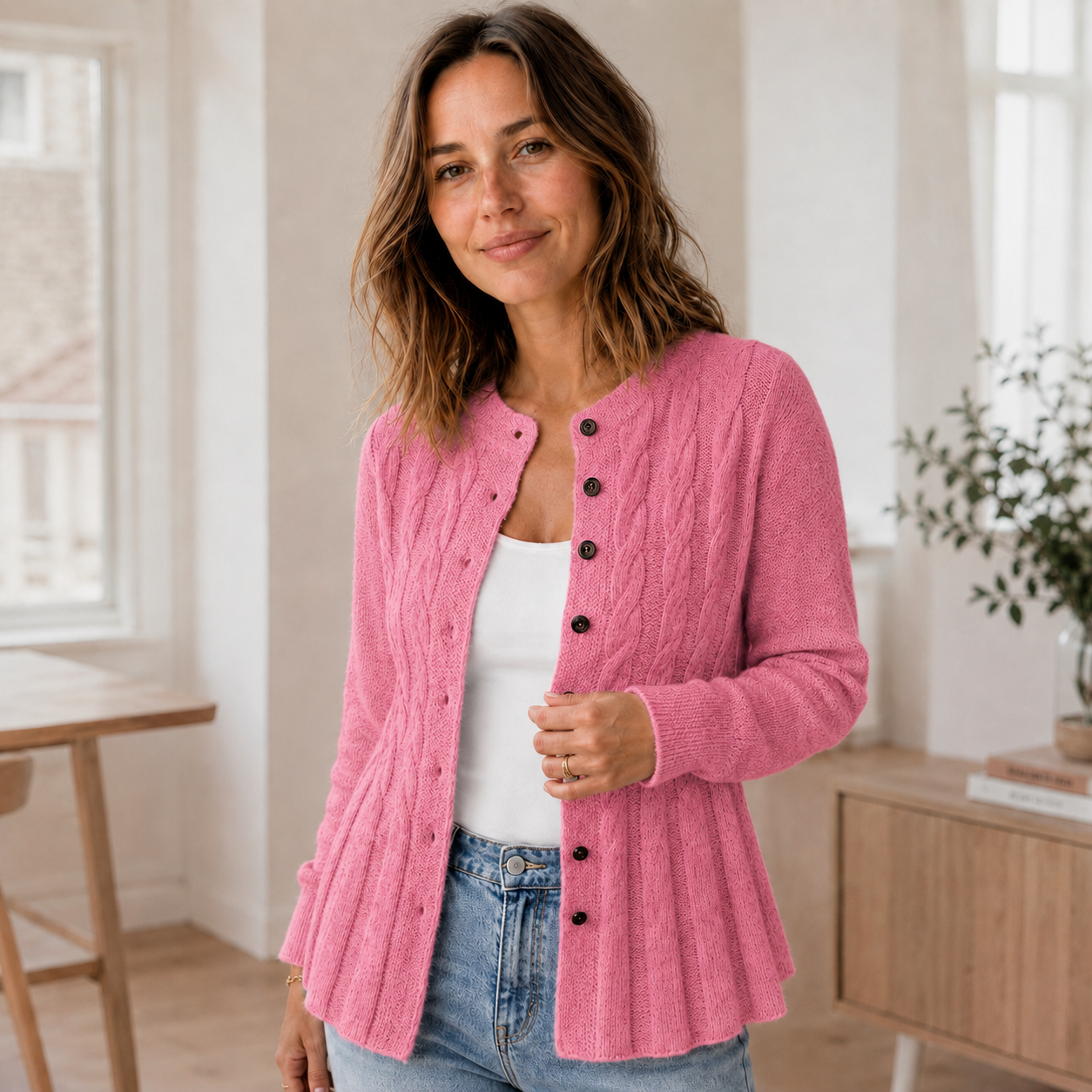 Vest Mila – Cardigan met peplumzoom