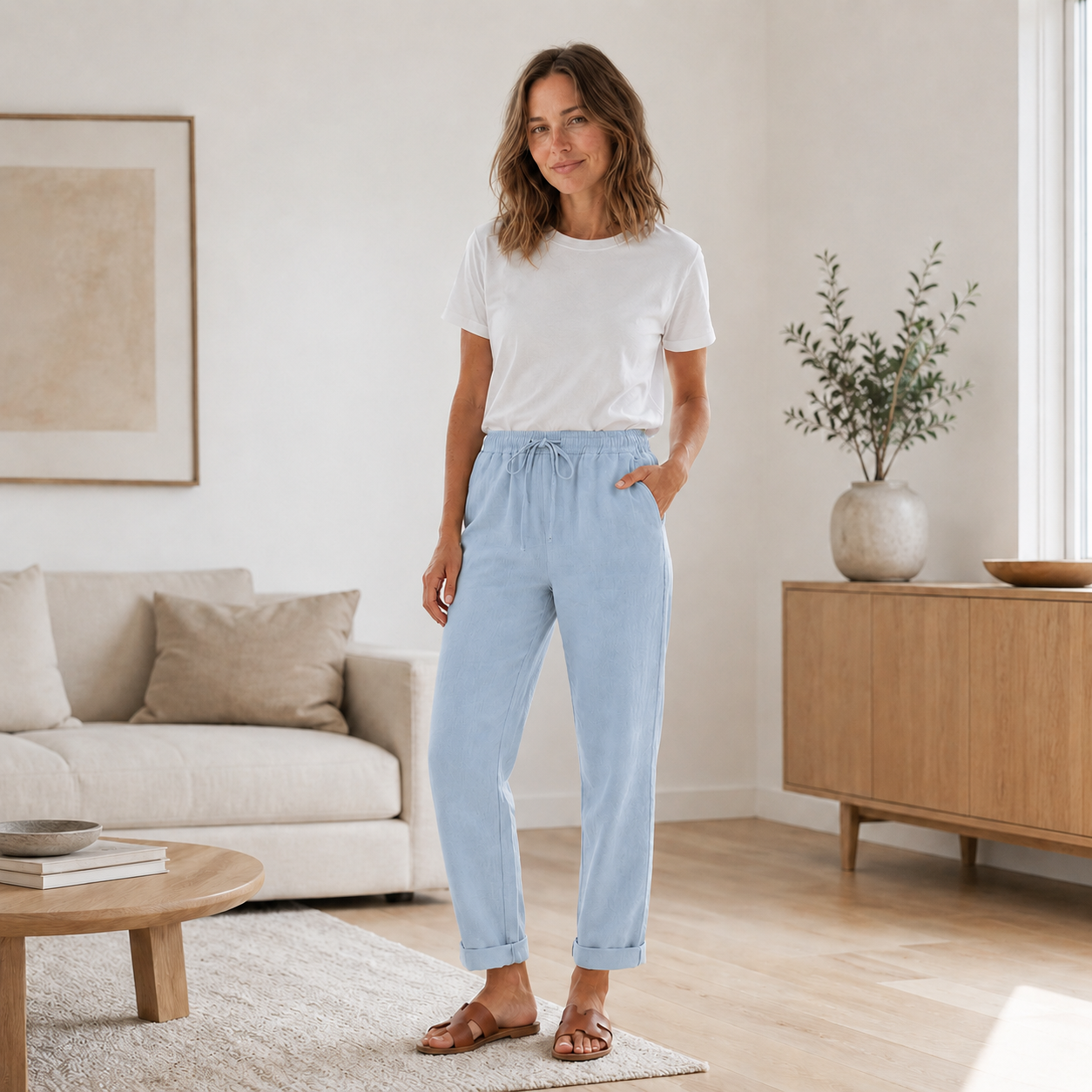 Zomerbroek Hanna – Rechte pijp met koord