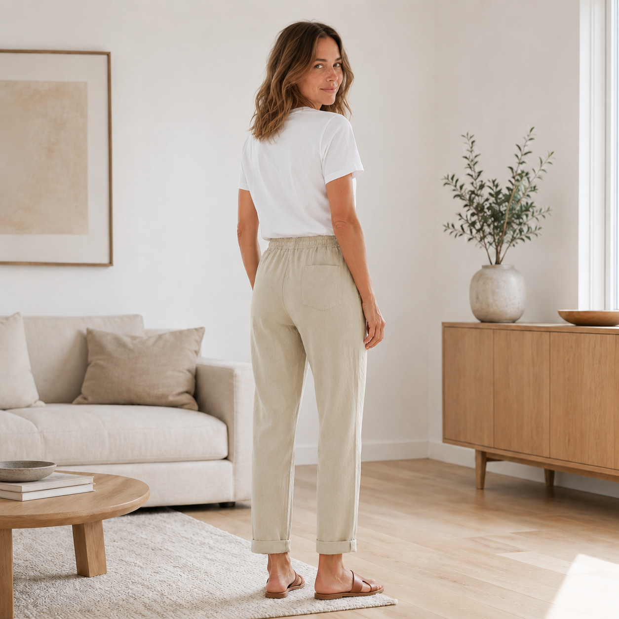 Zomerbroek Hanna – Rechte pijp met koord