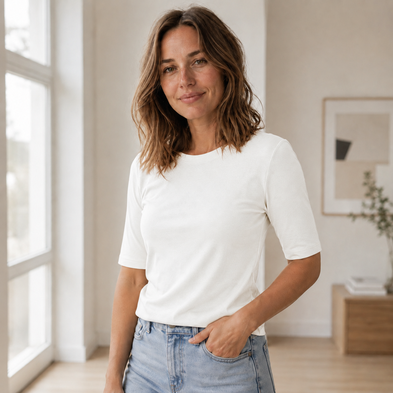 Basic shirt Edda – Nauwsluitend & zacht gesneden