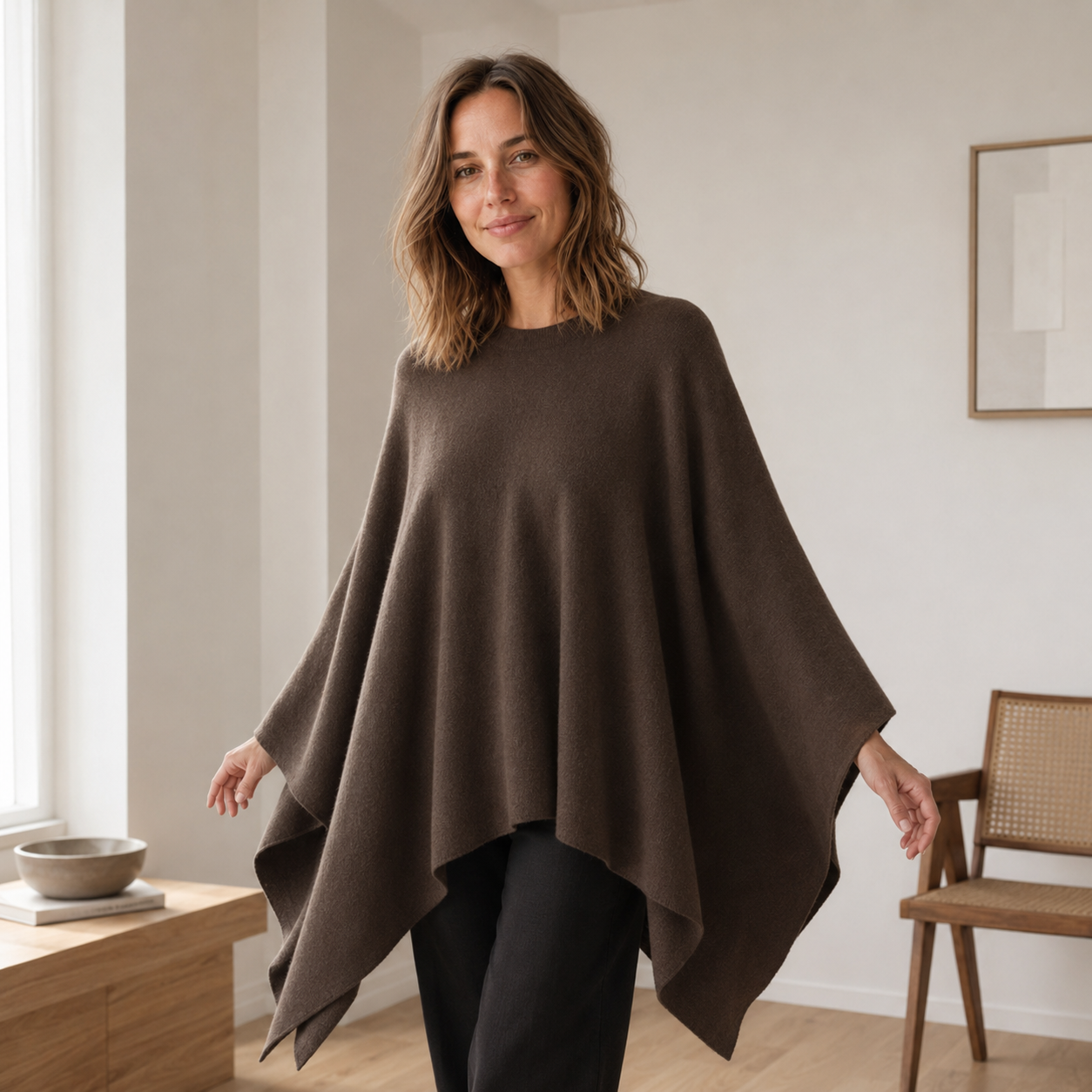Gebreide cape Solveig – Oversized & zacht vloeiend