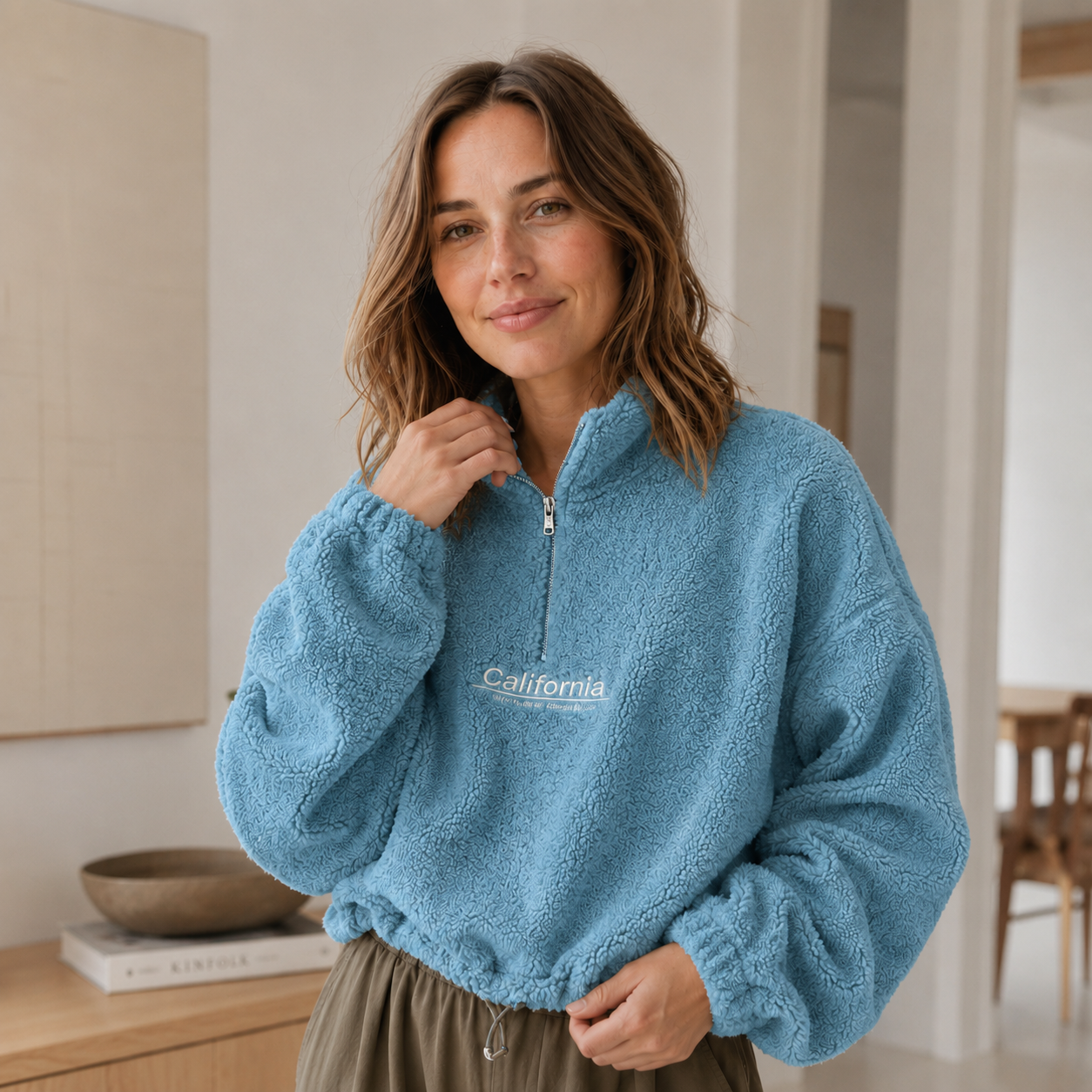 Teddy-halfzip Romi – Cropped & knuffelzacht