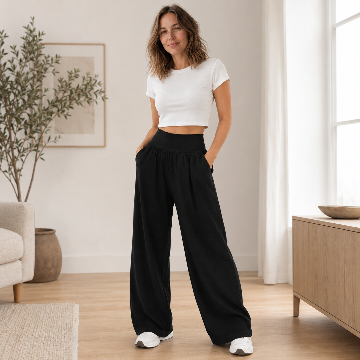 Wijde broek Saga – High-waist met vloeiende pijp