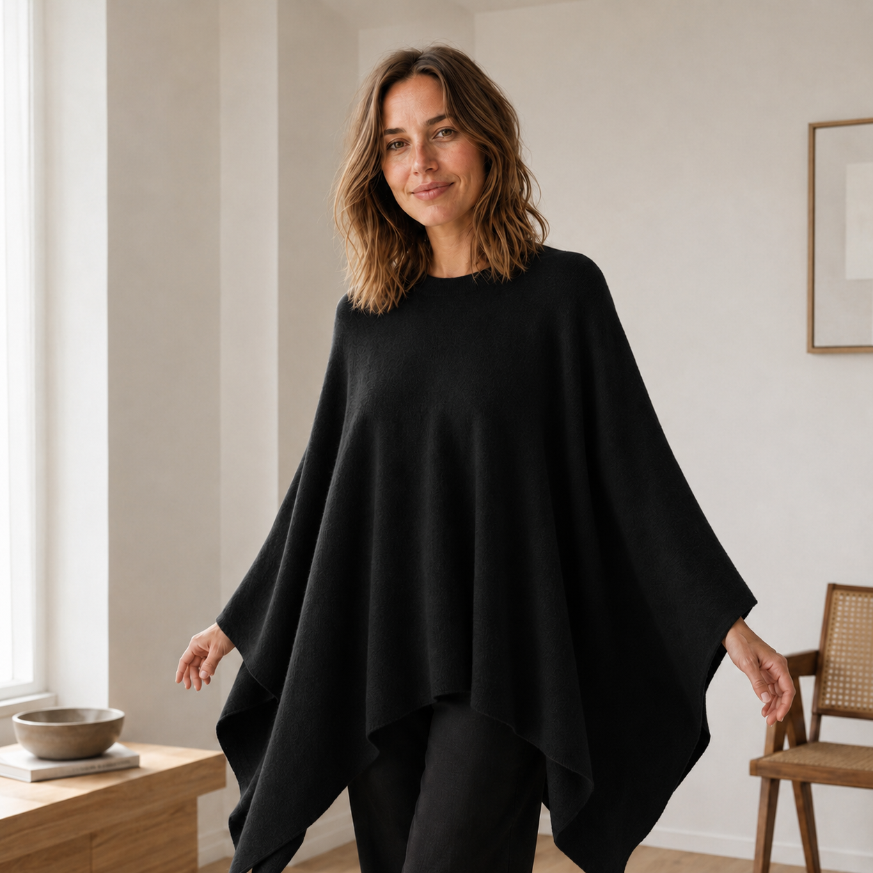 Gebreide cape Solveig – Oversized & zacht vloeiend