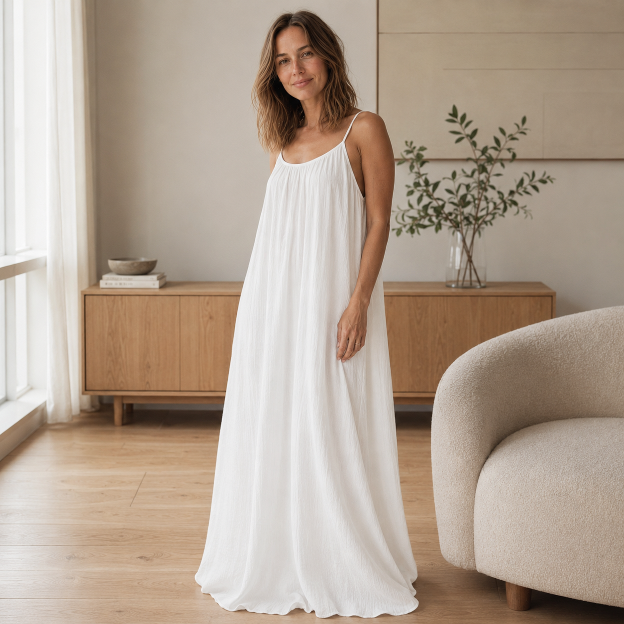 Maxi-jurk met bandjes Saskia – Luchtig & lang gesneden