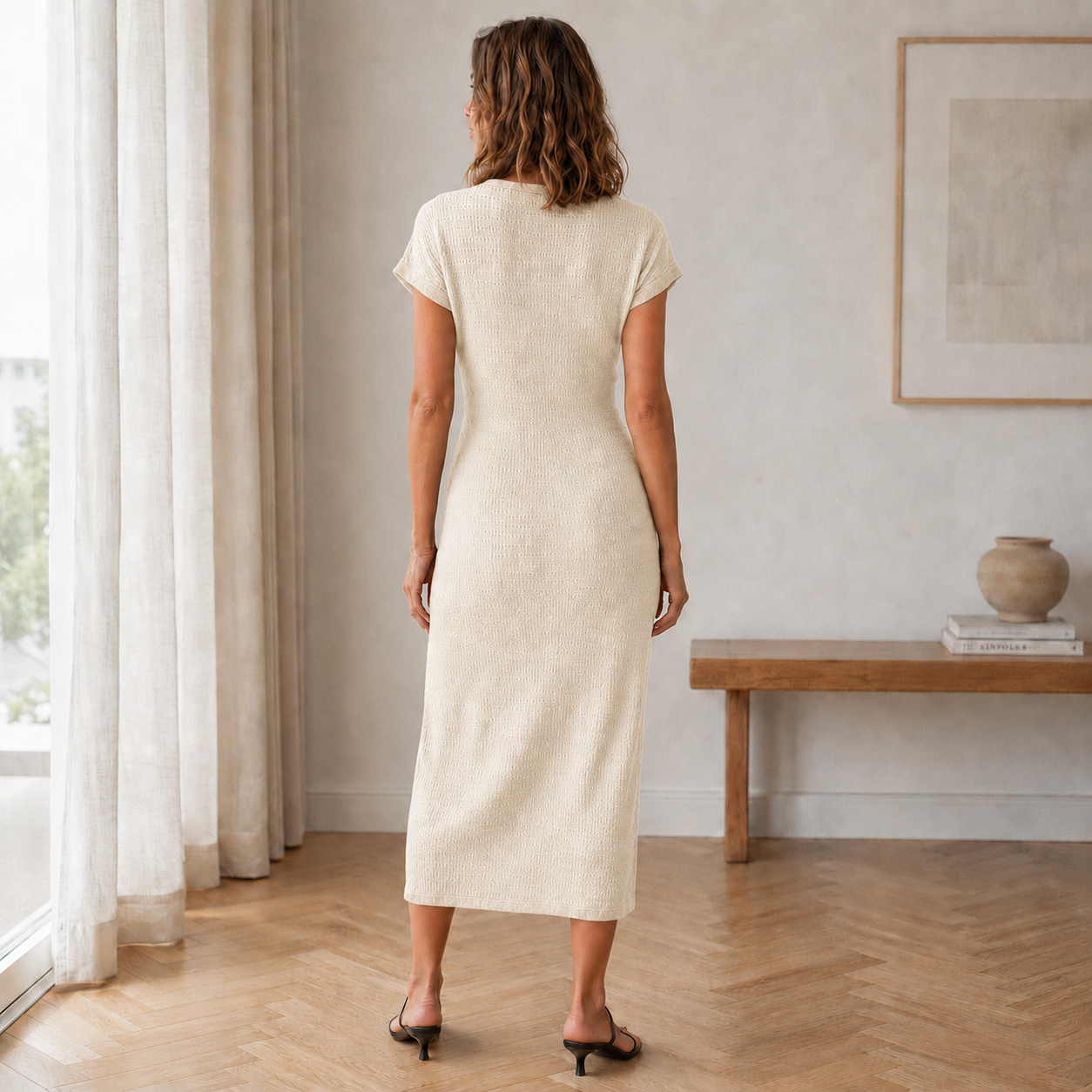 Midi-jurk Idun – Geknoopt met beensplit