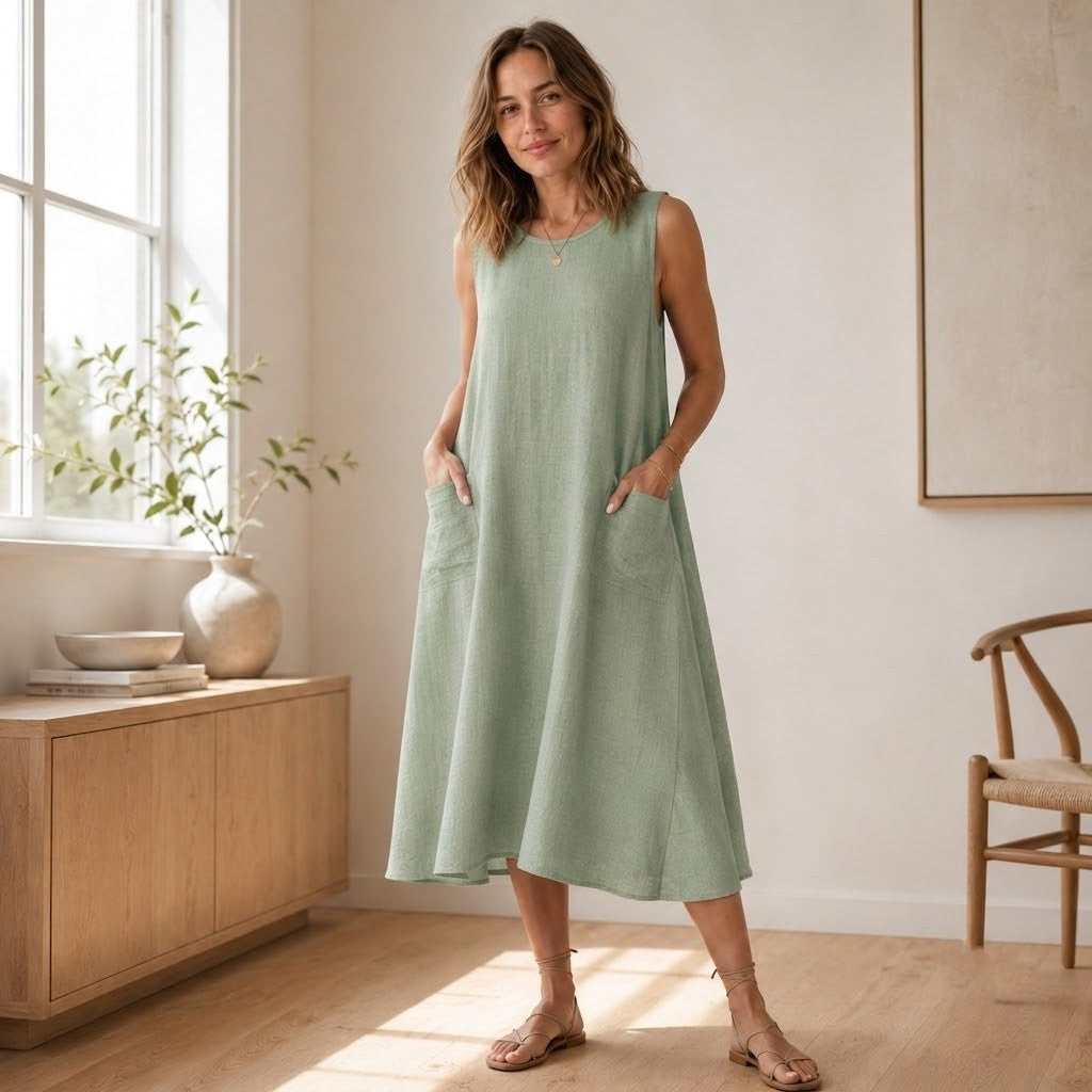 Zomerjurk Wilma – Mouwloos in A-lijn