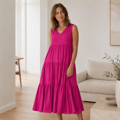 Maxi-jurk Smilla – Vloeiend met volant-lagen