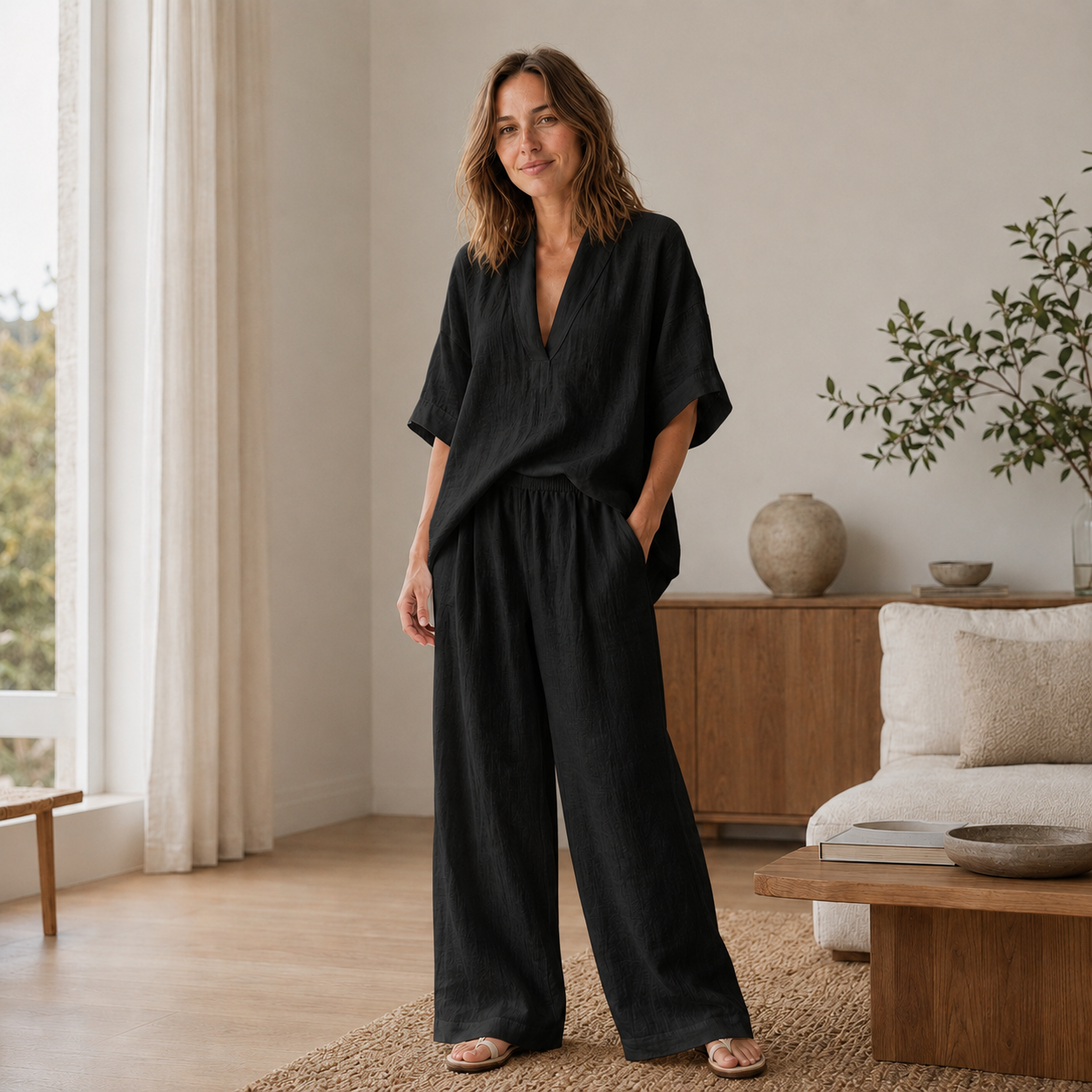 Loungewear-set Lina – Blouse & wijde broek