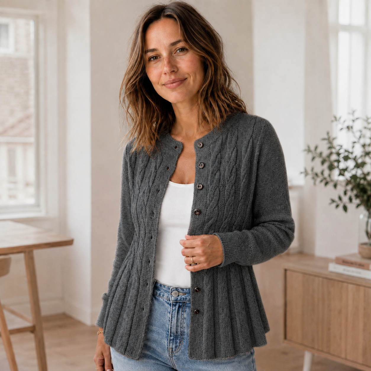 Vest Mila – Cardigan met peplumzoom