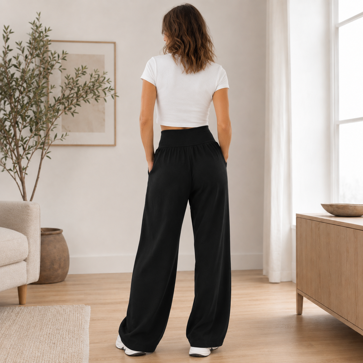 Wijde broek Saga – High-waist met vloeiende pijp