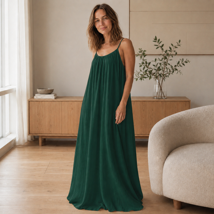 Maxi-jurk met bandjes Saskia – Luchtig & lang gesneden