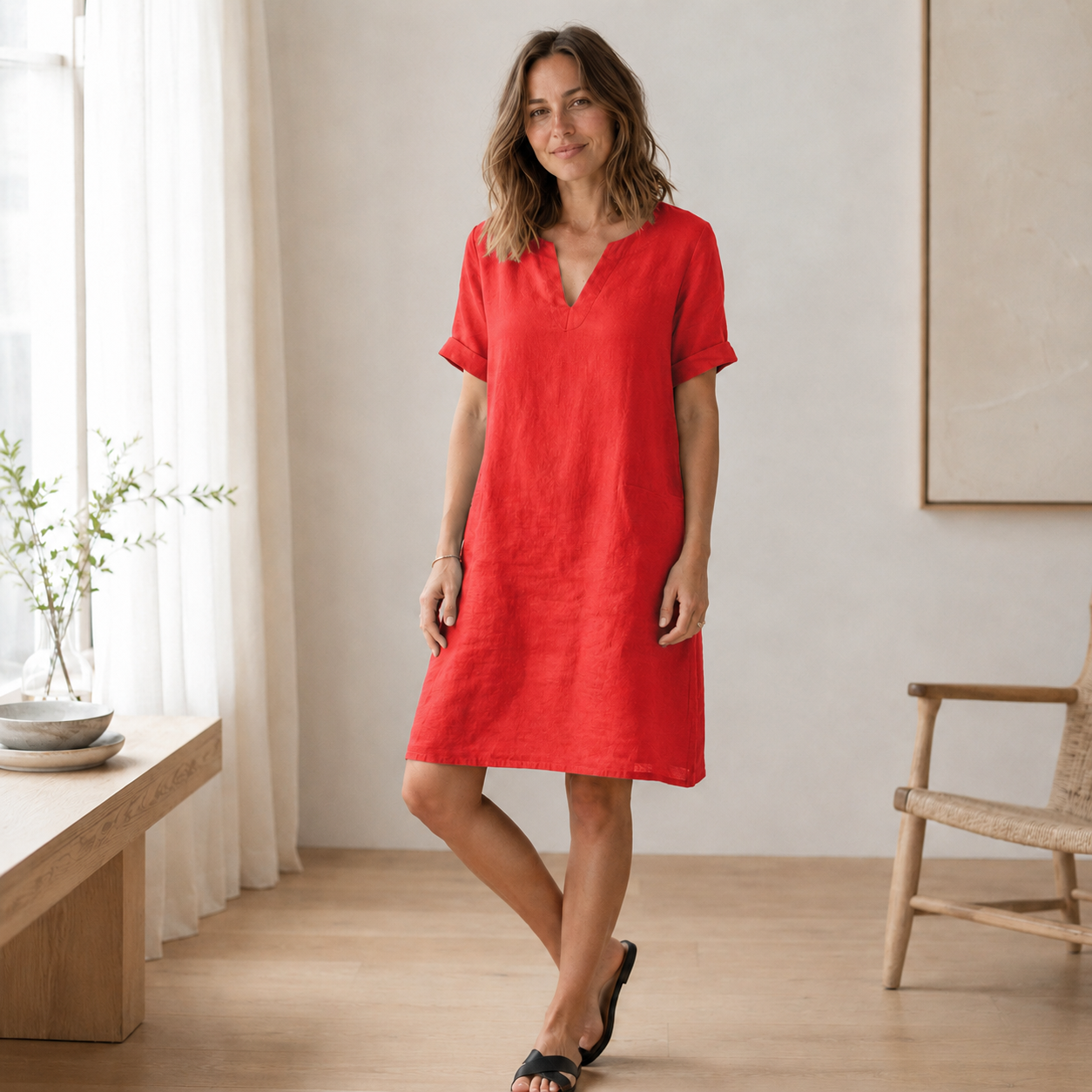 Zomerjurk Nora – Luchtig-licht in linnen-look