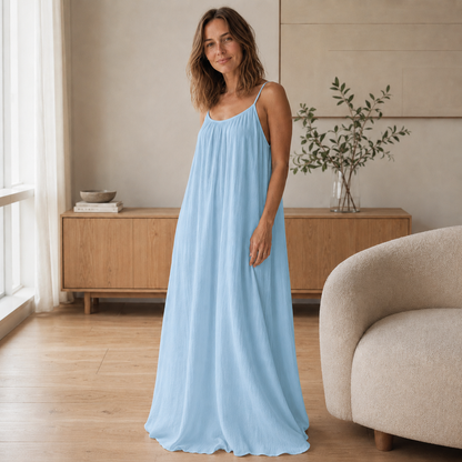 Maxi-jurk met bandjes Saskia – Luchtig & lang gesneden