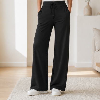 Wide-leg broek Kira – High waist in ijszijde-look