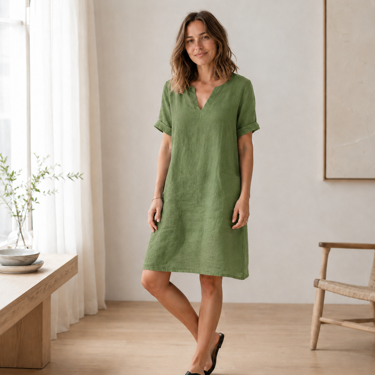 Zomerjurk Nora – Luchtig-licht in linnen-look