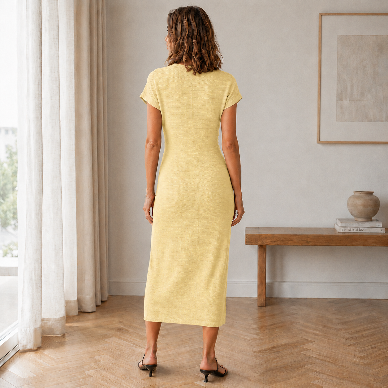 Midi-jurk Idun – Geknoopt met beensplit