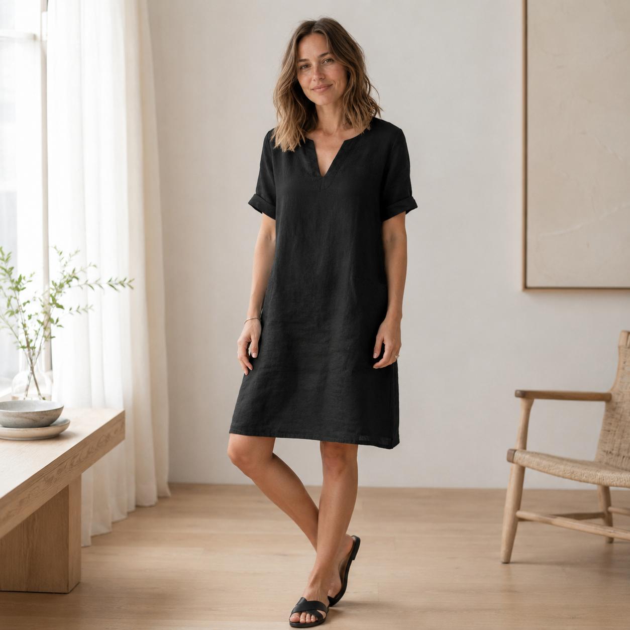 Zomerjurk Nora – Luchtig-licht in linnen-look