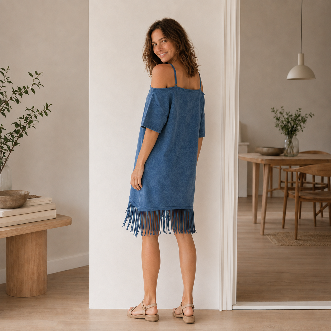 Off-Shoulder-Jurk Fiona – Boho-franjes-look