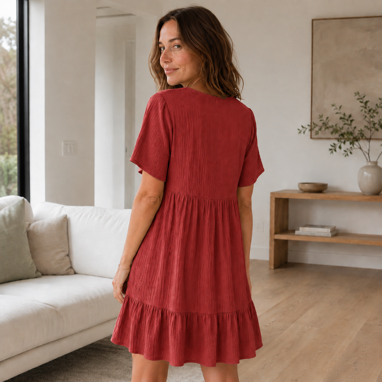 Volant zomerjurk Livia – V-hals in laagjes-look