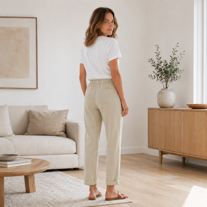 Zomerbroek Hanna – Rechte pijp met koord