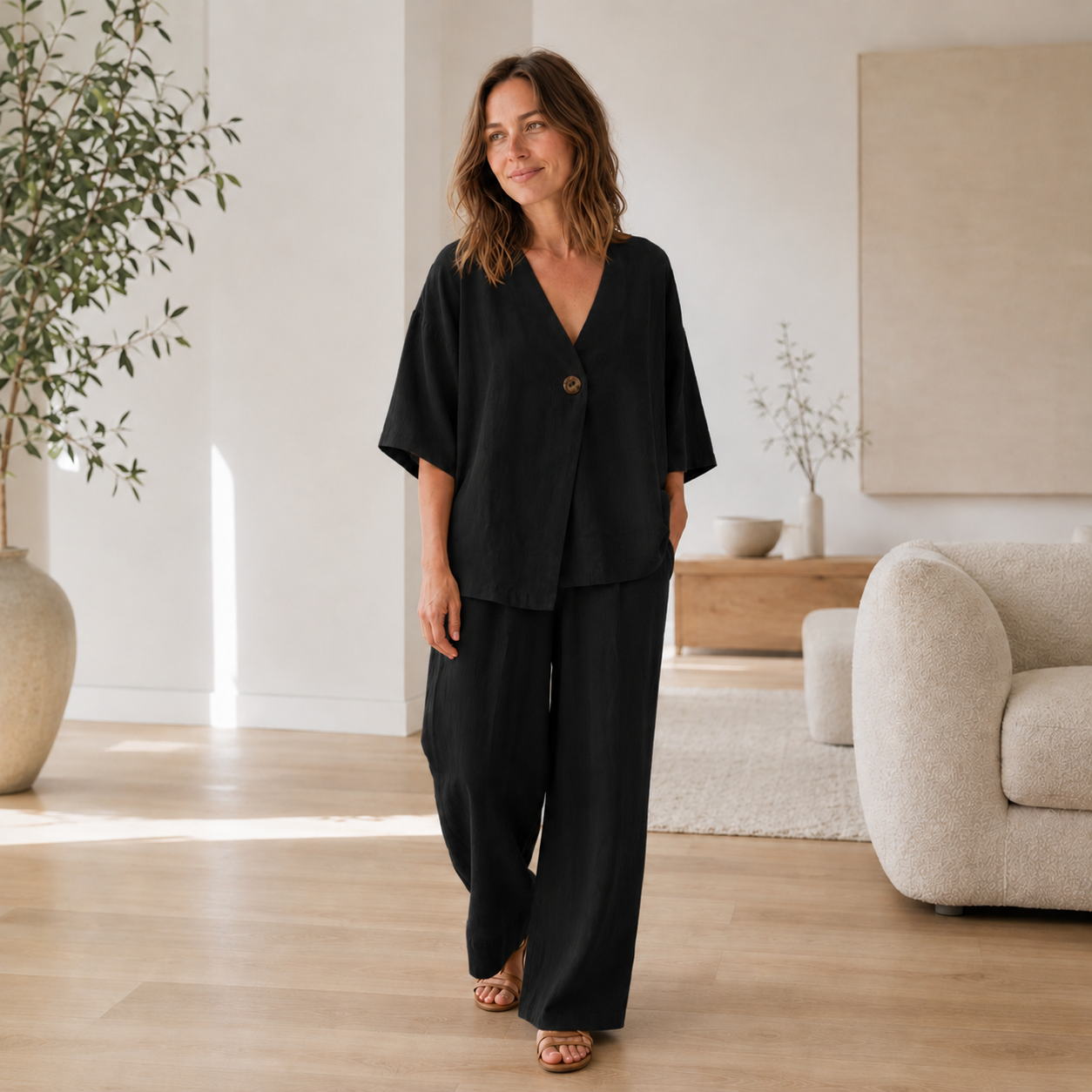 Loungewear-set Mara – Blouse & wijde broek
