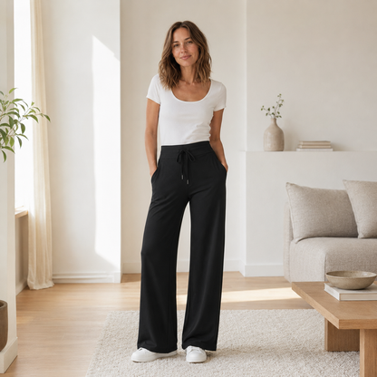 Wide-leg broek Kira – High waist in ijszijde-look