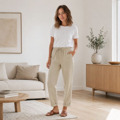 Zomerbroek Hanna – Rechte pijp met koord