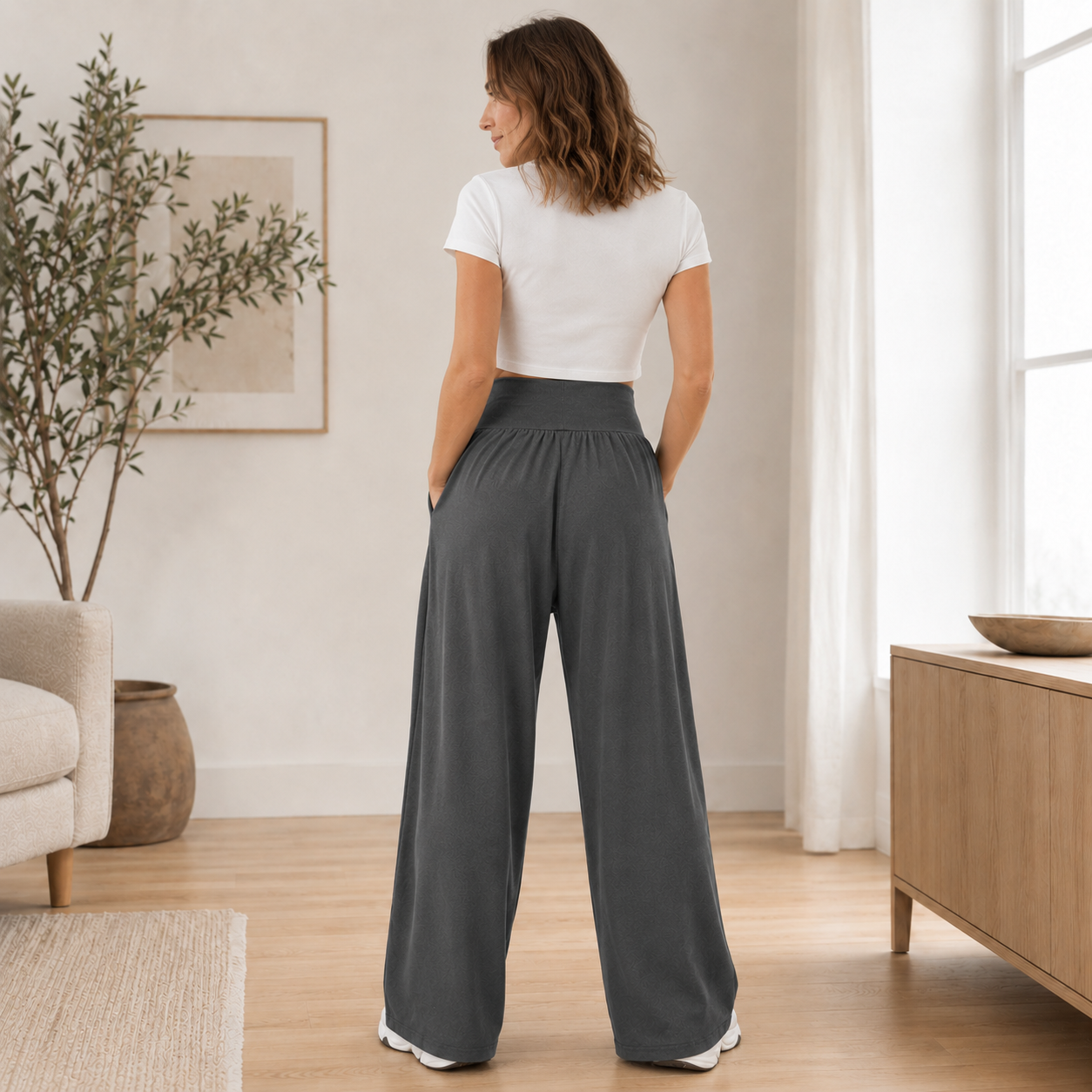Wijde broek Saga – High-waist met vloeiende pijp