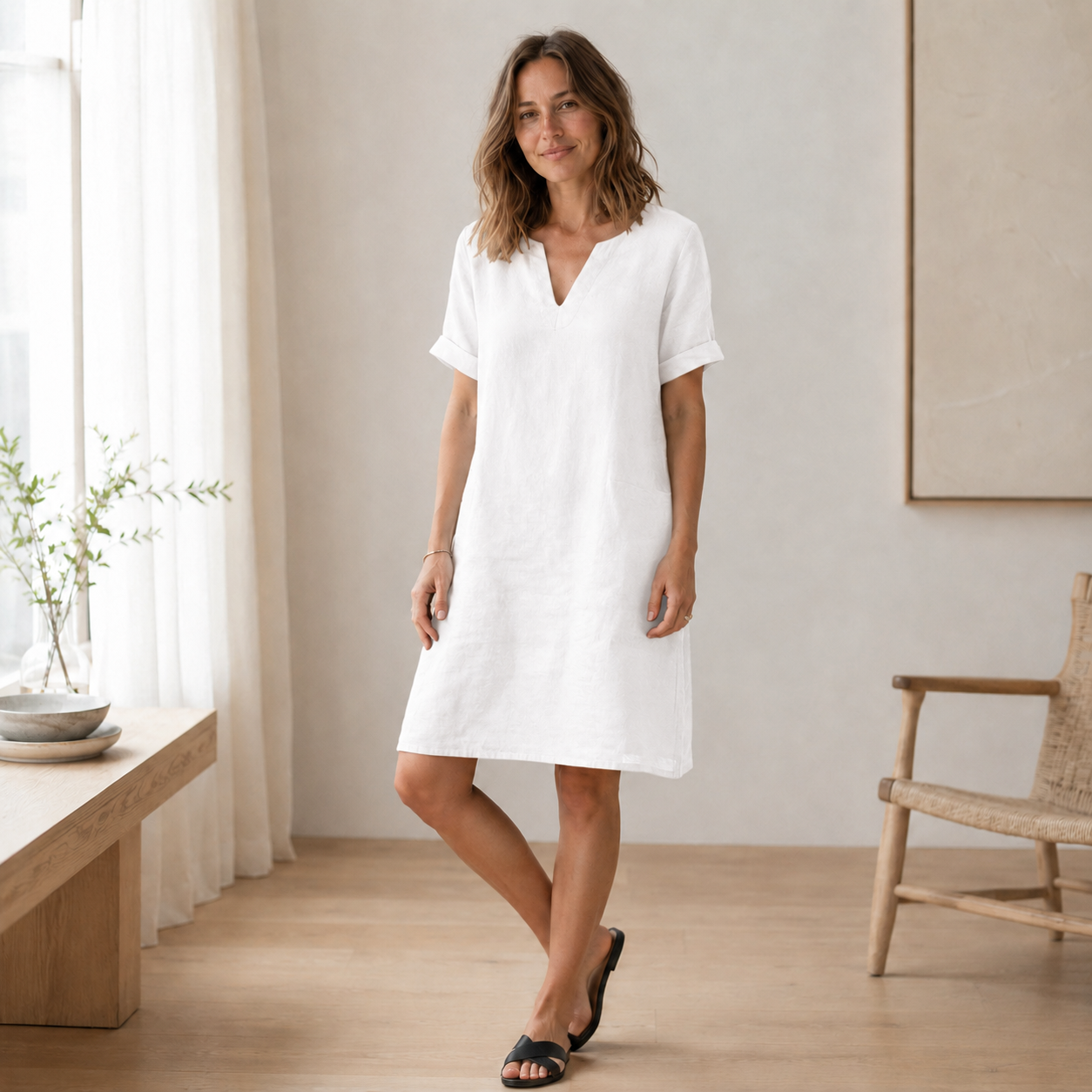 Zomerjurk Nora – Luchtig-licht in linnen-look