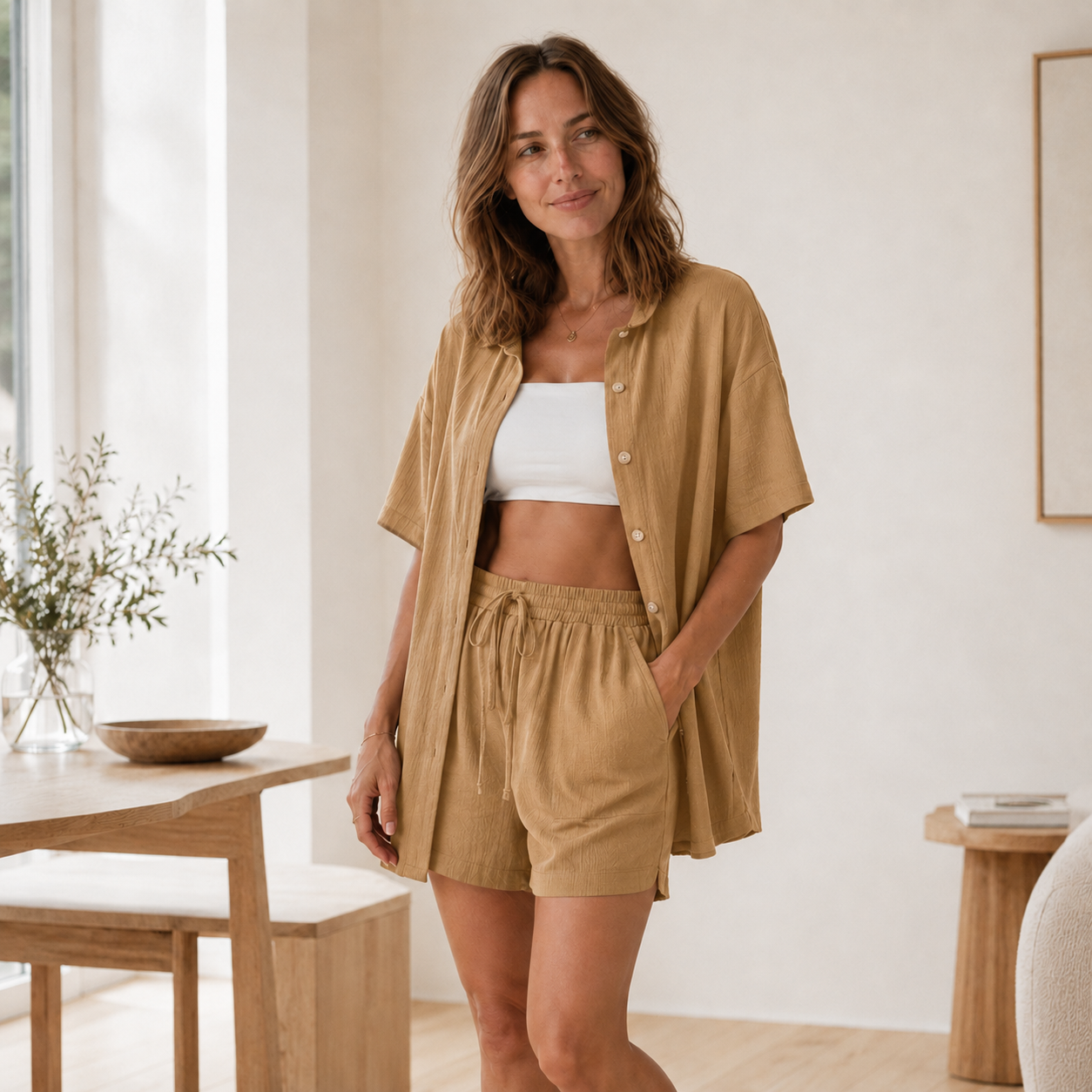 Loungewear-set Nea – Oversized hemd & short