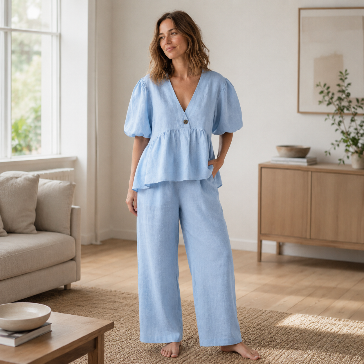 Loungewear-set Elin – Blouse & broek van katoen