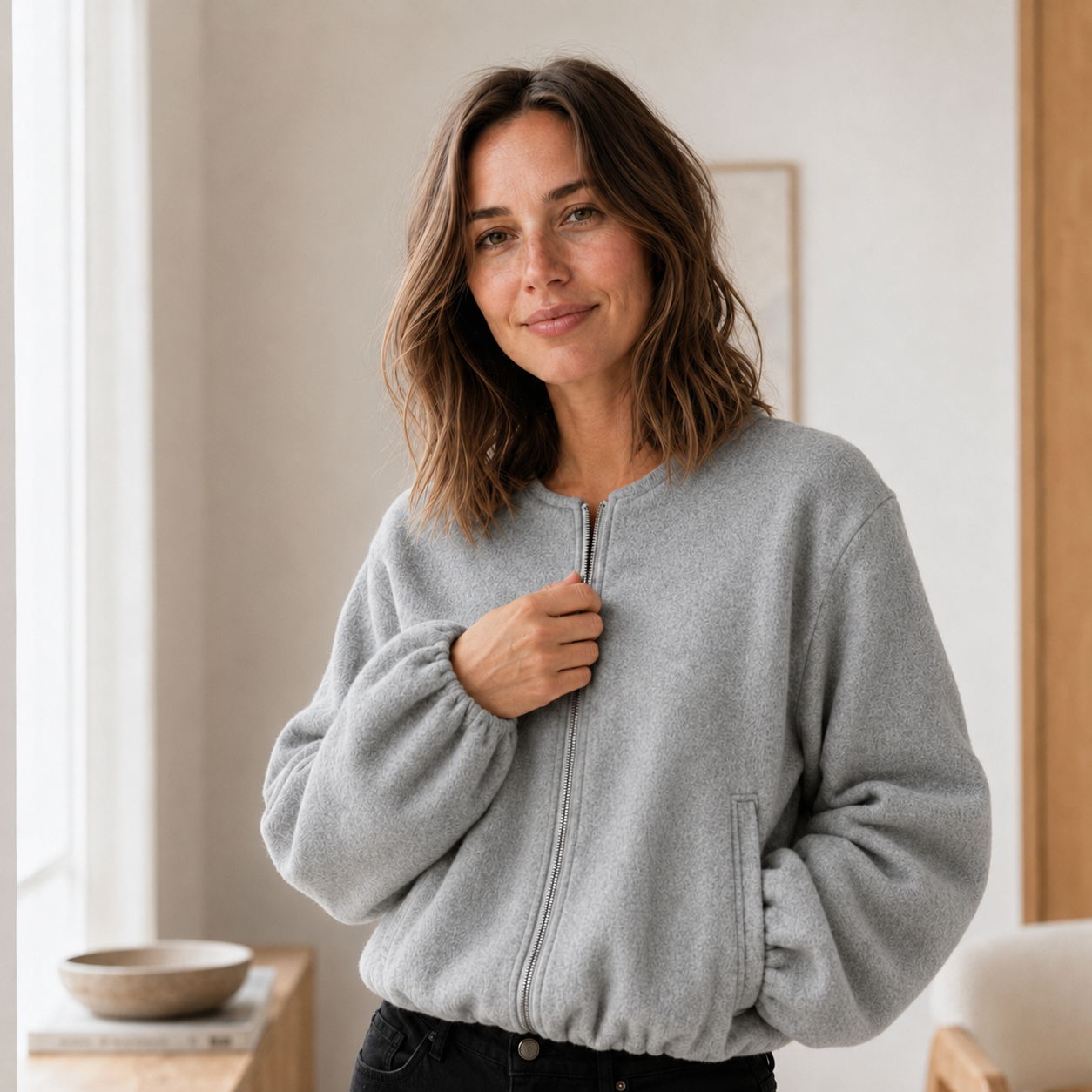 Fleece-bomber Nele – Cropped met rits