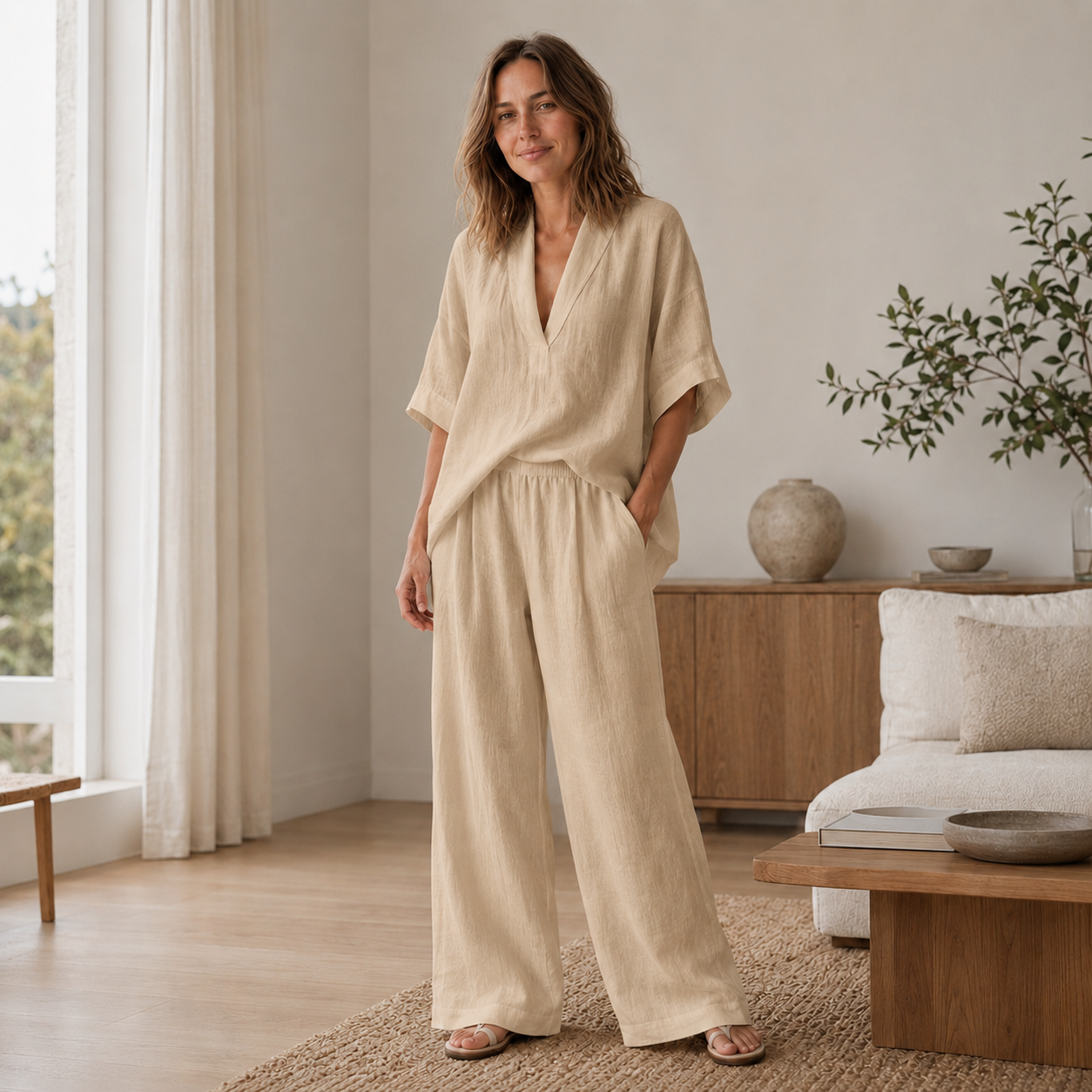 Loungewear-set Lina – Blouse & wijde broek