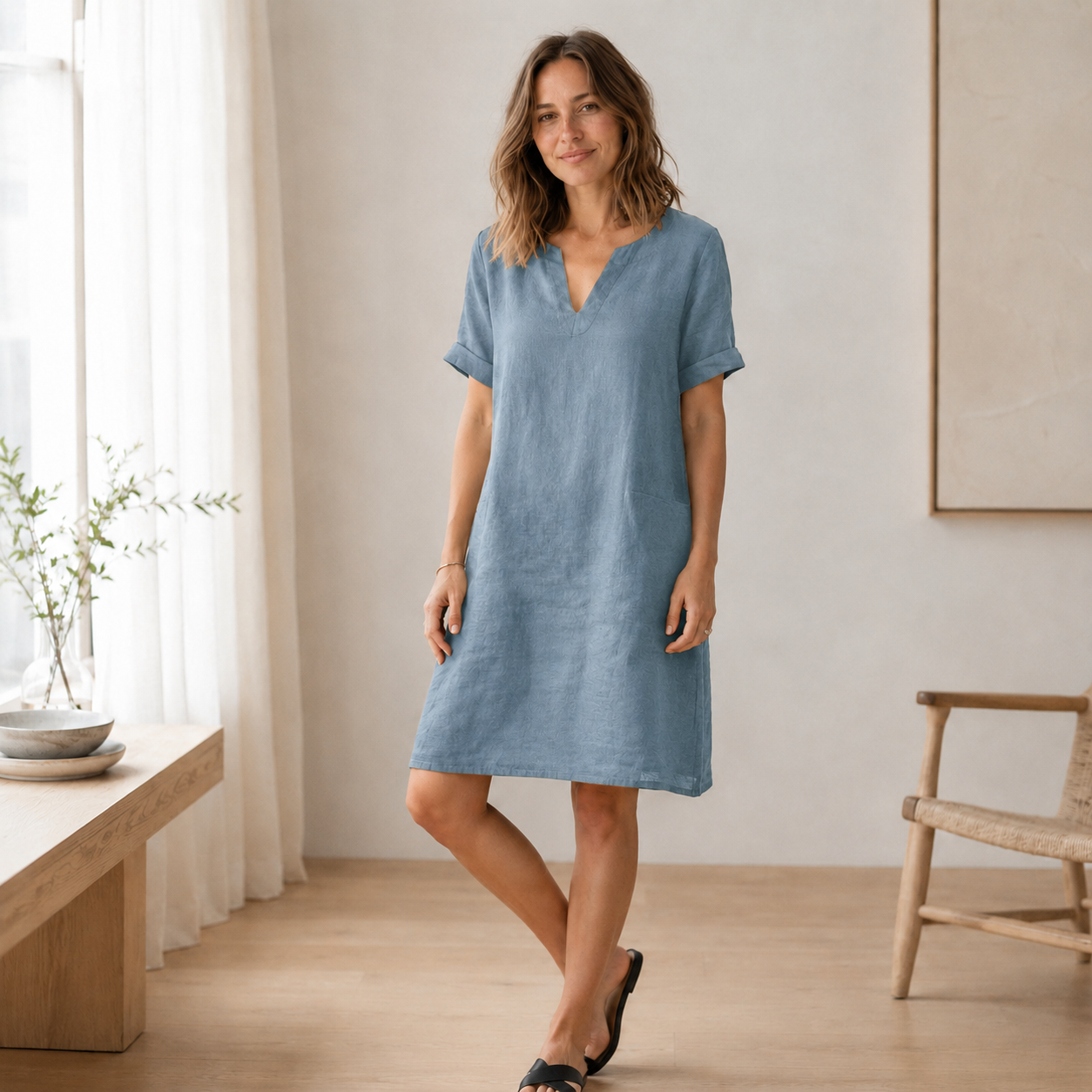 Zomerjurk Nora – Luchtig-licht in linnen-look