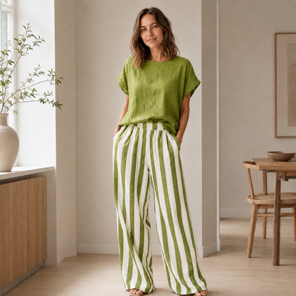 Loungewear-set Runa – Basic top & streepbroek