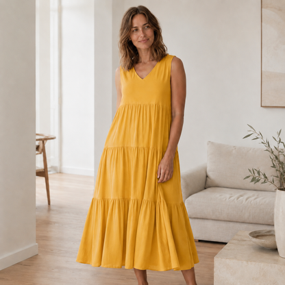 Maxi-jurk Smilla – Vloeiend met volant-lagen