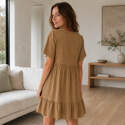 Volant zomerjurk Livia – V-hals in laagjes-look