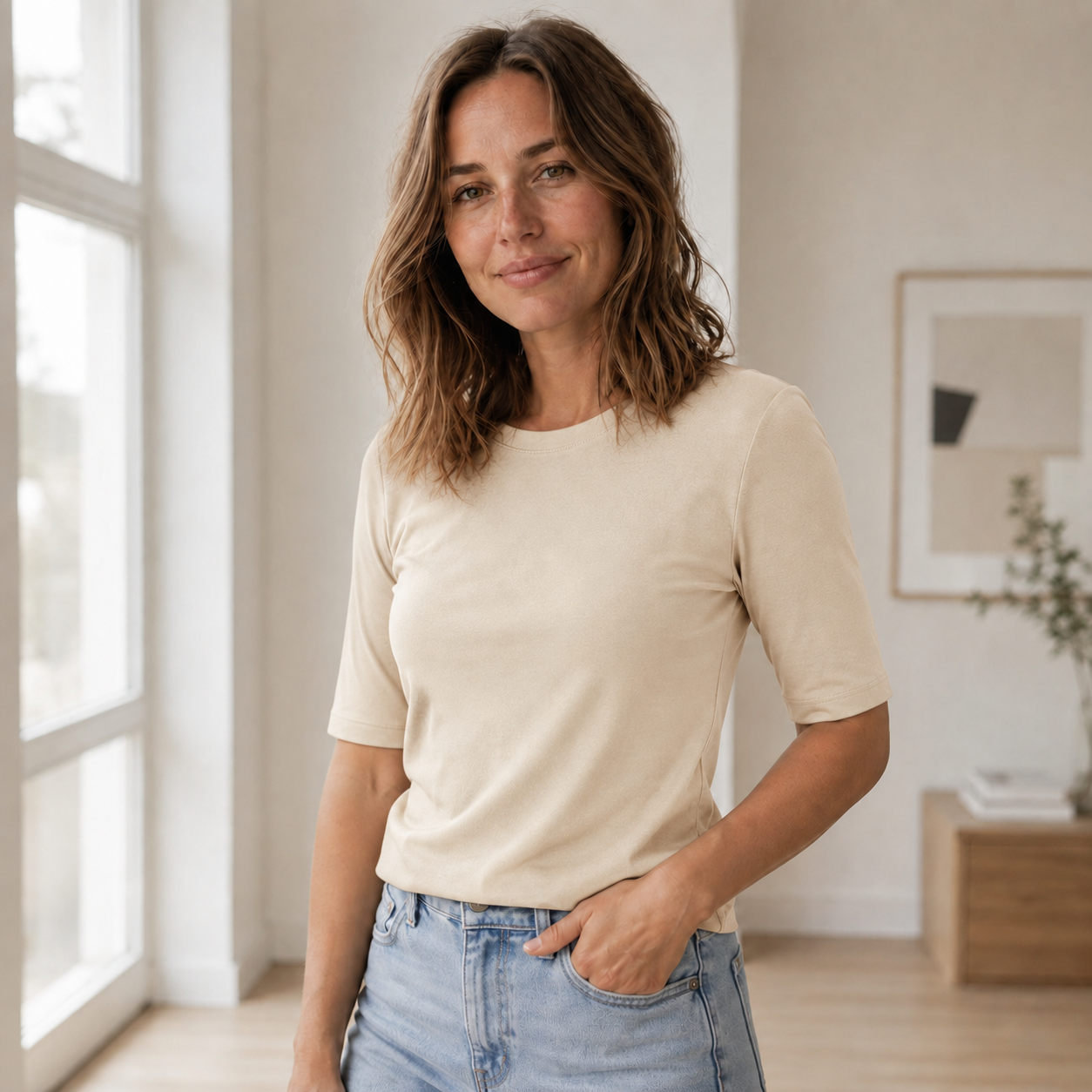 Basic shirt Edda – Nauwsluitend & zacht gesneden
