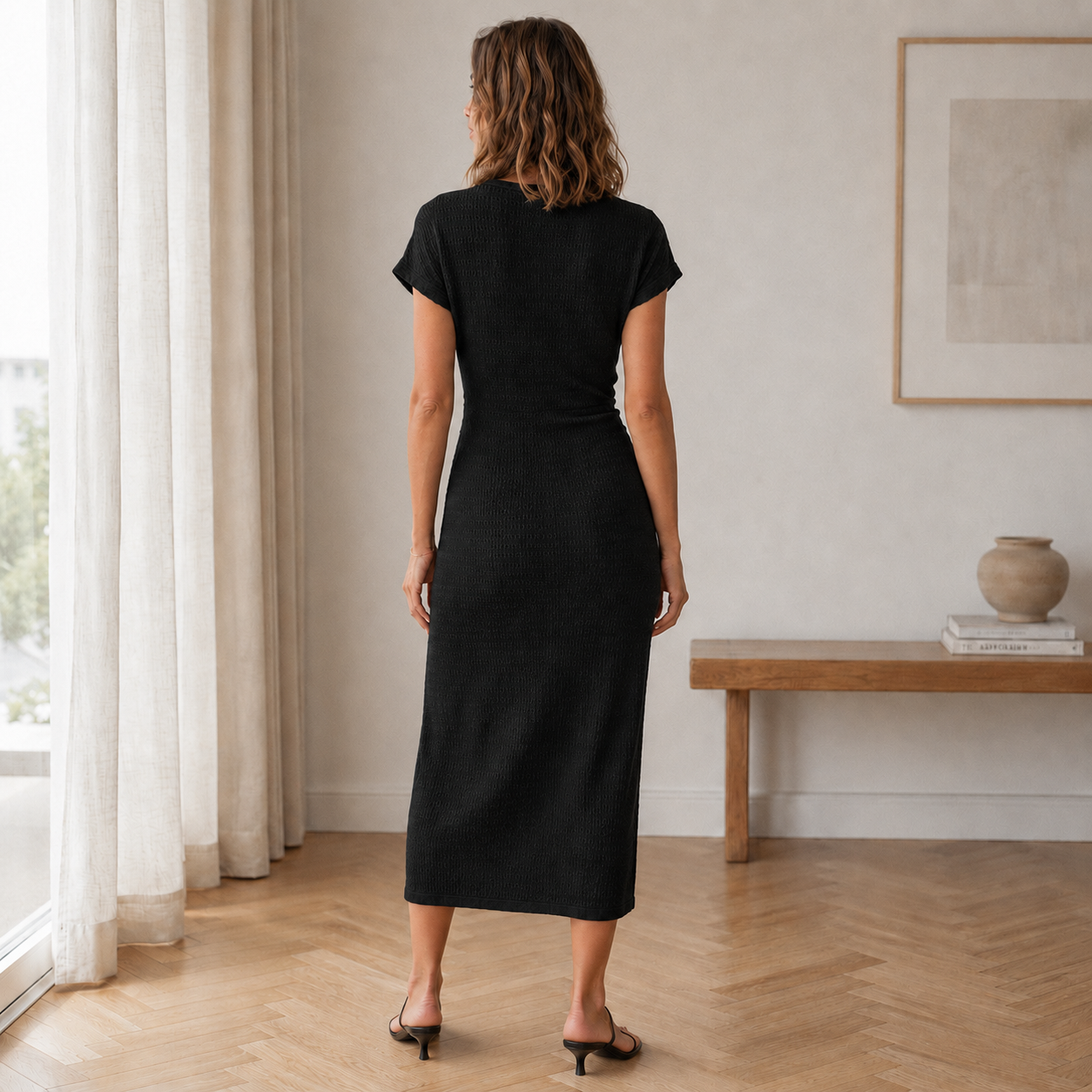 Midi-jurk Idun – Geknoopt met beensplit