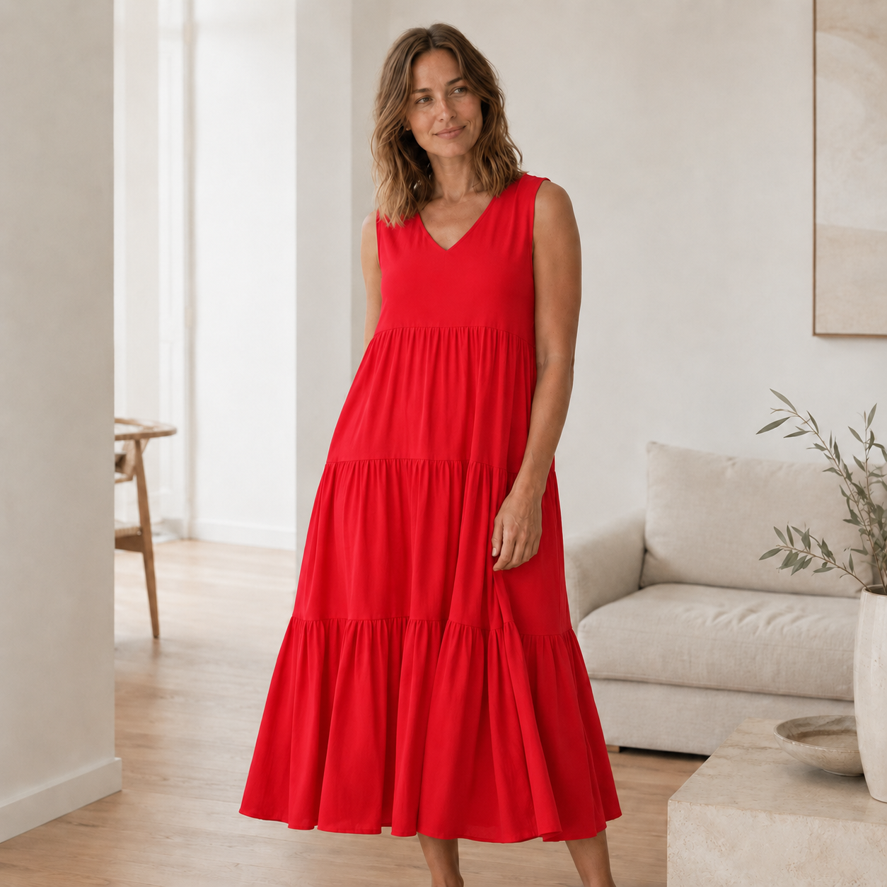 Maxi-jurk Smilla – Vloeiend met volant-lagen