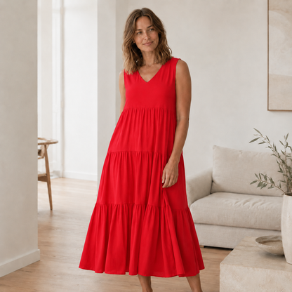 Maxi-jurk Smilla – Vloeiend met volant-lagen