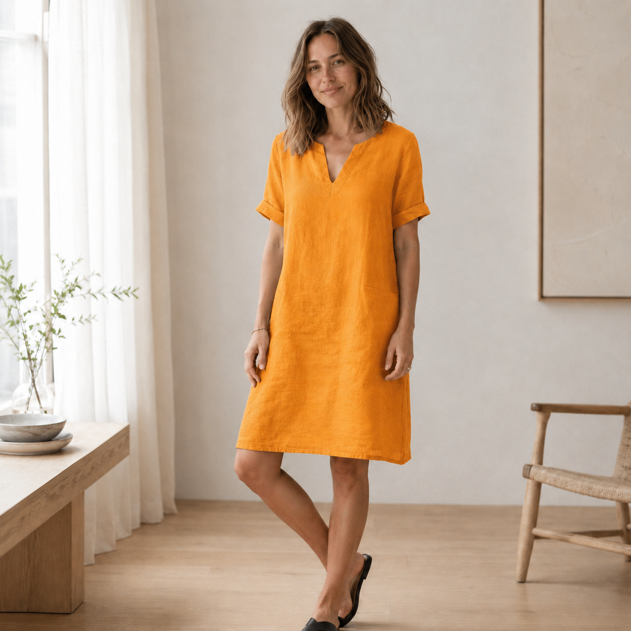 Zomerjurk Nora – Luchtig-licht in linnen-look