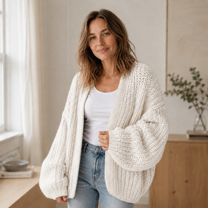 Grofgebreid vest Maja – Oversized & open