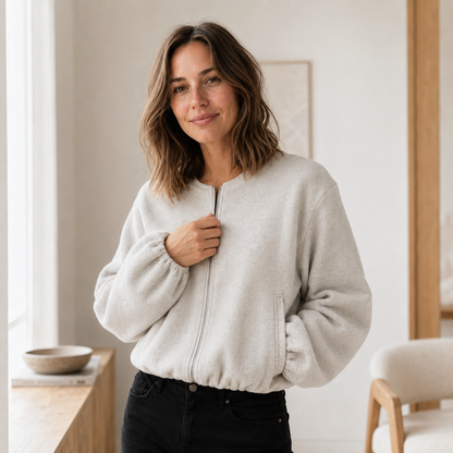 Fleece-bomber Nele – Cropped met rits